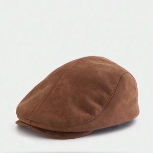 Classic Brown Suede Newsboy Flat Cap
